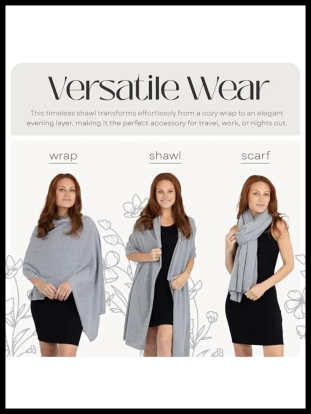 Luxury 100% Cashmere Wrap Scarf Stole Knitted Shawl for Women Travel Extra Large